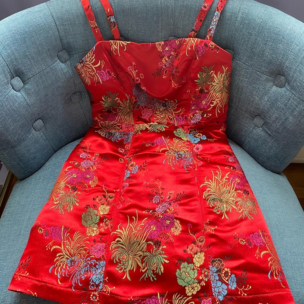 URBAN OUTFITTERS Red Silk Mini Dress